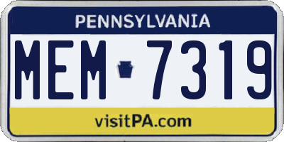 PA license plate MEM7319