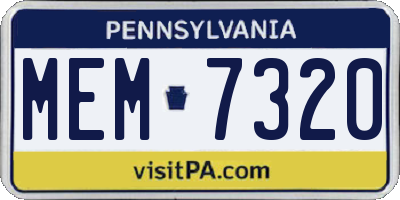 PA license plate MEM7320