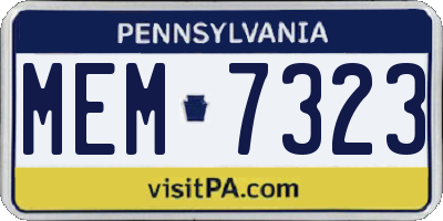 PA license plate MEM7323
