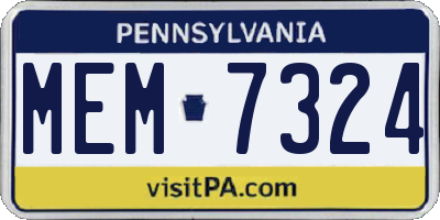 PA license plate MEM7324