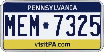 PA license plate MEM7325