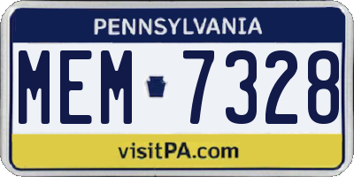 PA license plate MEM7328