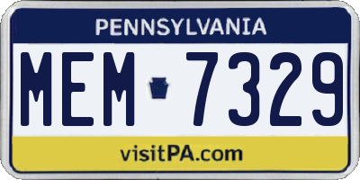 PA license plate MEM7329