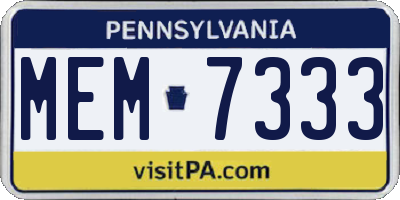 PA license plate MEM7333