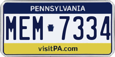 PA license plate MEM7334