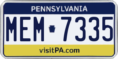 PA license plate MEM7335
