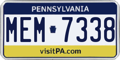 PA license plate MEM7338