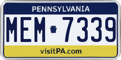 PA license plate MEM7339