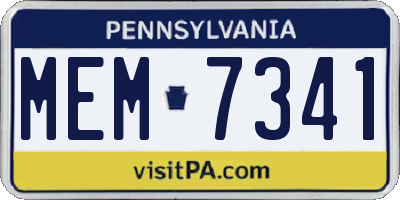 PA license plate MEM7341
