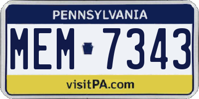 PA license plate MEM7343