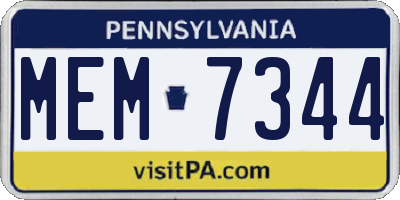 PA license plate MEM7344