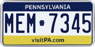 PA license plate MEM7345