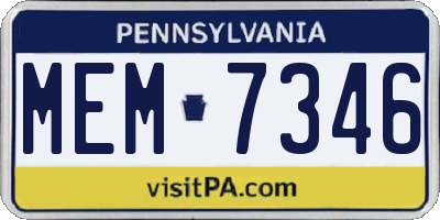 PA license plate MEM7346