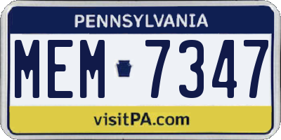 PA license plate MEM7347