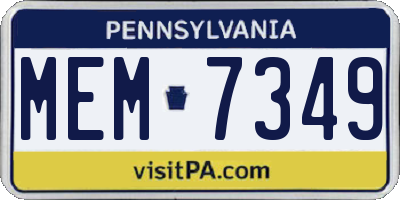 PA license plate MEM7349