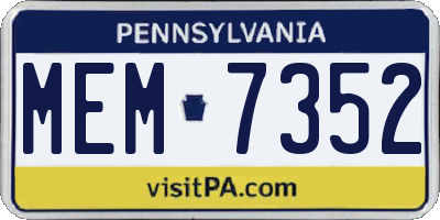 PA license plate MEM7352
