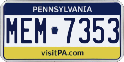 PA license plate MEM7353