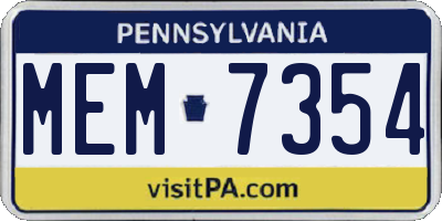 PA license plate MEM7354