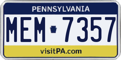 PA license plate MEM7357