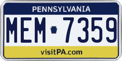 PA license plate MEM7359
