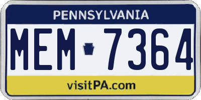 PA license plate MEM7364