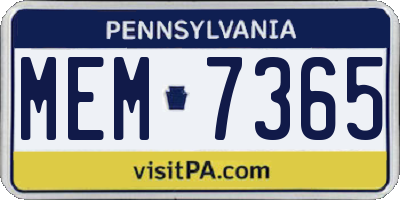PA license plate MEM7365