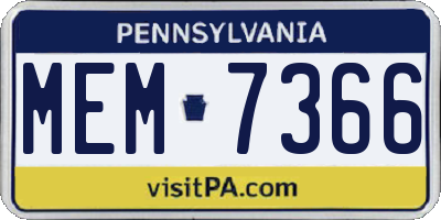 PA license plate MEM7366