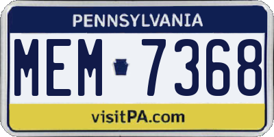 PA license plate MEM7368