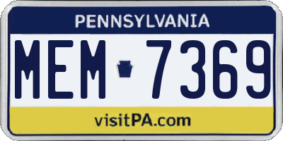 PA license plate MEM7369