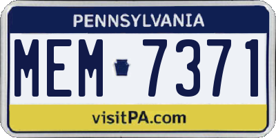 PA license plate MEM7371