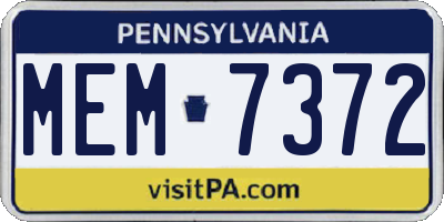 PA license plate MEM7372