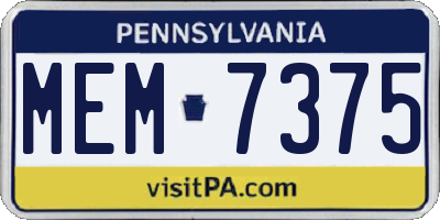 PA license plate MEM7375