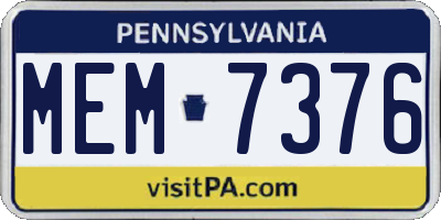 PA license plate MEM7376