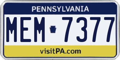 PA license plate MEM7377