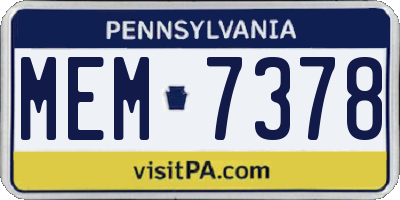 PA license plate MEM7378