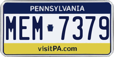 PA license plate MEM7379