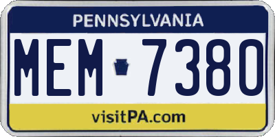 PA license plate MEM7380