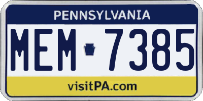 PA license plate MEM7385