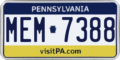 PA license plate MEM7388