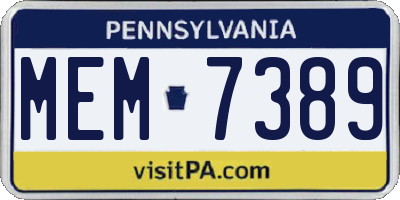 PA license plate MEM7389