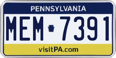 PA license plate MEM7391