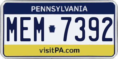PA license plate MEM7392