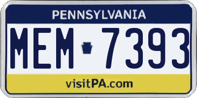 PA license plate MEM7393