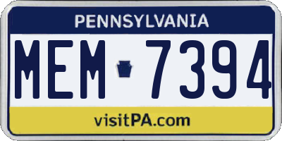 PA license plate MEM7394