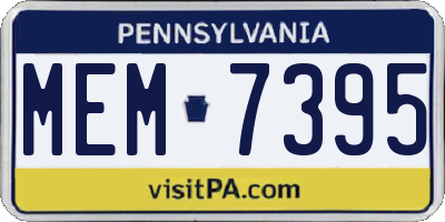 PA license plate MEM7395