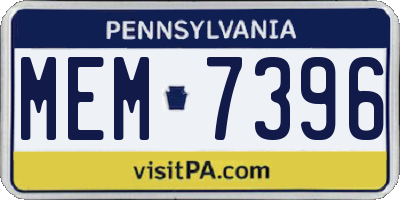 PA license plate MEM7396