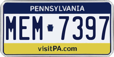 PA license plate MEM7397