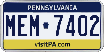 PA license plate MEM7402