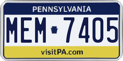 PA license plate MEM7405