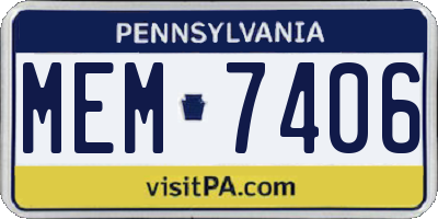 PA license plate MEM7406